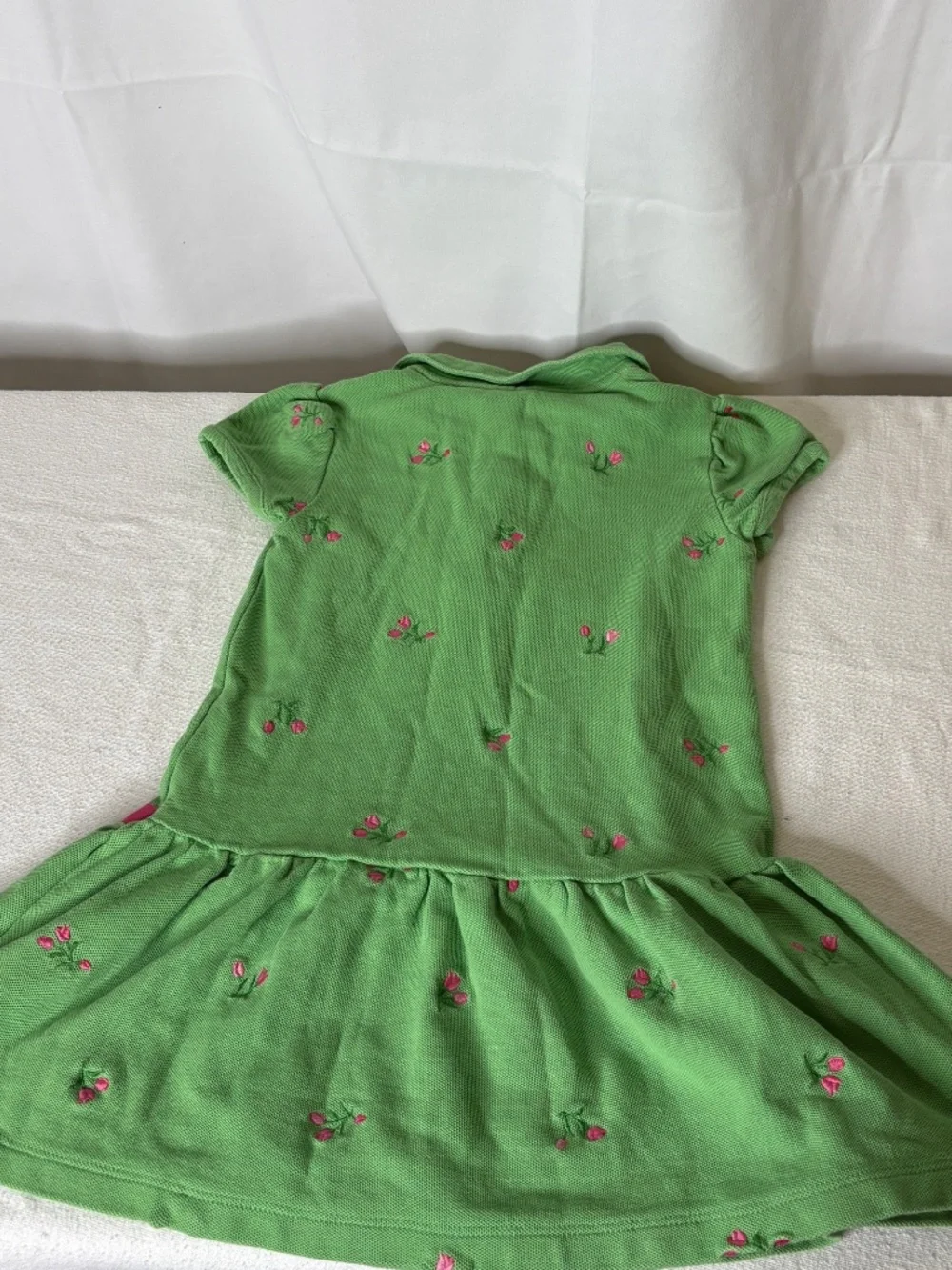 Y2K Gymboree Girls Sz 4 Bright Tulip Embroidered Dress with Flower Buttons